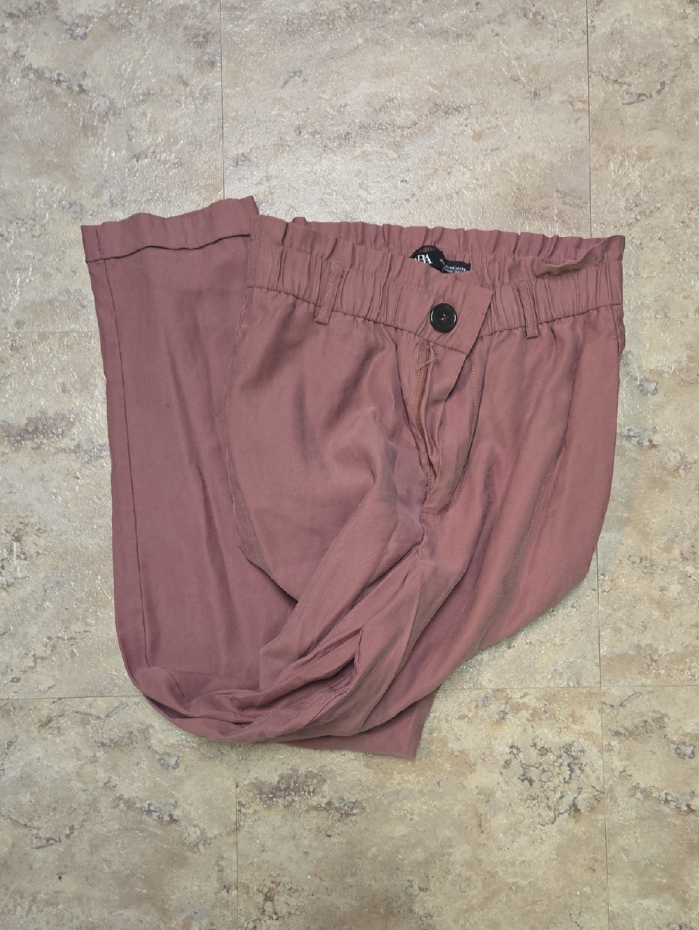 Pink ZARA Paper Bag Waist Cropped Pants